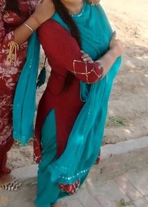Maroon Embroidered Kurta