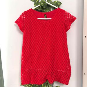 Red Textured Top