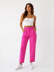 Vibrant Pink High-Waisted Trousers