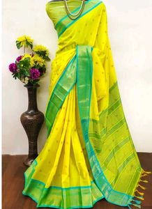 Vibrant Yellow Saree with Green Border