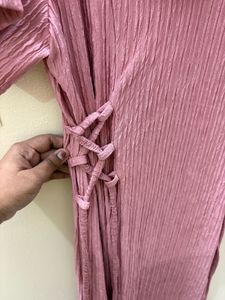 Pink Ribbed Midi Dress