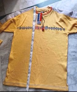 Men's Yellow Graphic Print Long Sleeve Shirt