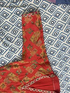 Beautiful Red Printed Kurta with Pants