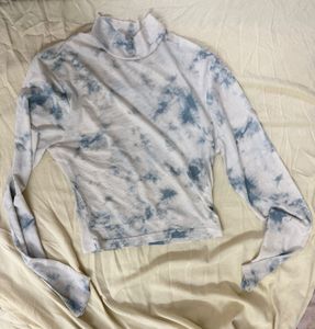 Tie-Dye Mock Neck Long Sleeve  ( Mesh top