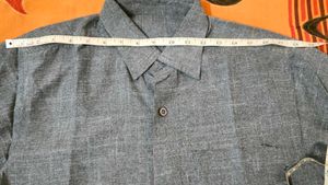 Men's Grey Textured Button-Up Shirt
