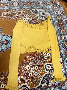 Yellow Smocked off shoulder Top