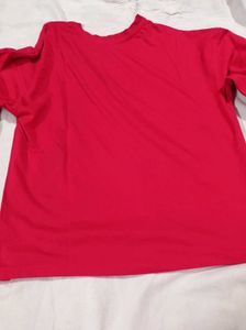 Red V-Neck Long Sleeve Top