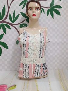 (800)Lace Trim Cami Top