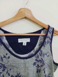 Grey Floral Print Tank Top