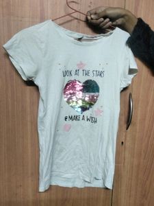 White Colour Sequnce Top For Girls