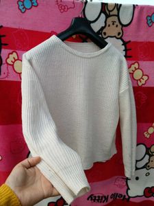 Cream Knit Long Sleeve Top