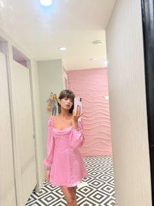 H&amp;M Chic Pink Long Sleeve Mini Dress