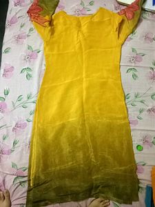 Yellow Floral Print Kurta