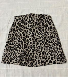 Mango Leopard Print Mini Skirt