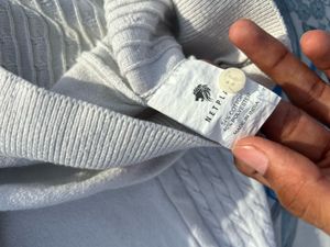 White Cable Knit Polo Top