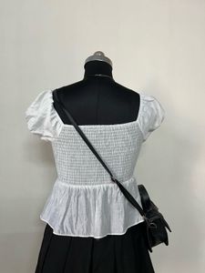 Chic White Ruched Crop Top