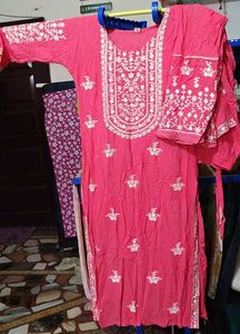 Pink Embroidered Kurta Set