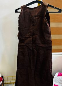 Chic Textured Brown Midi Dress casual kurti