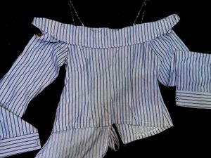 Striped Cold off Shoulder shirt