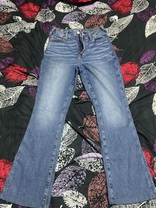 Flared Blue Denim Jeans