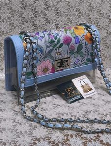 Floral Transparent Chain Sling Bag