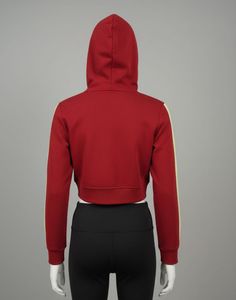 Red Cropped Zip-Up Hoodie