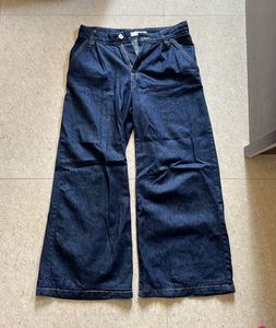 MANGO women high rise pleated wide leg jeans
