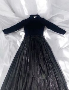Elegant Black Pleated Maxi Dress