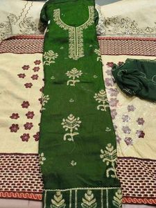 Elegant Green fandy silk suit heavy embrodered