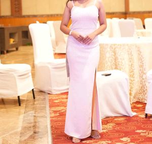Elegant light pink Maxi Dress with Slit