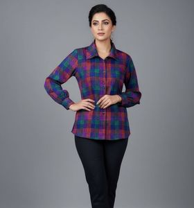 Vintage Plaid Button-Up Top
