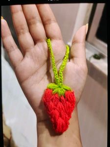 Handmade Crocheted Strawberry bag charm