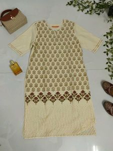 Elegant Cream Ethnic Kurta Set