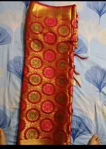 Stunning Red &amp; Gold Silk Saree