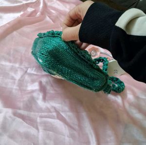 Green Woven macrame bag
