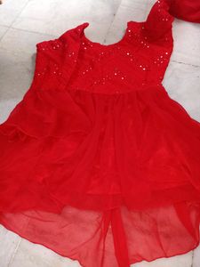 Red Mirror-Work Lehnga