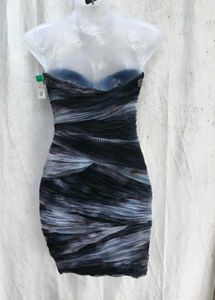 85209. Strapless Abstract Print Mini Dress
