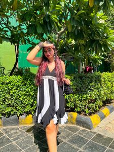 Black And white Bohemian Dress