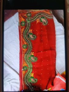 Embroidered Red Saree