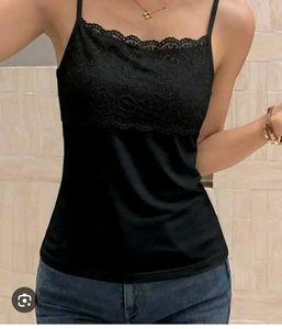 Black Lace Trim Cami Top