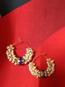 Pearl &amp; Gold Hoop Earrings