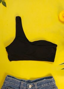 One Shoulder Cut Out Brallete/ Bikini Top
