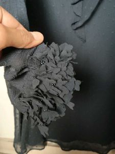 Zara Chic Black Ruffled Mini Dress