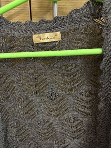 Chic Grey Crochet Open Front Cardigan