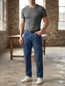 Men's Blue Cargo Jeans