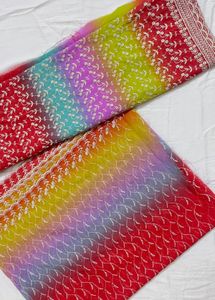 Stunning Ombre Embroidered Top Material Amd Dupatt