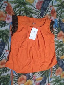 Vibrant Orange Sleeveless Top