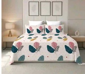 Tropical Leaf Print Bedsheet Set