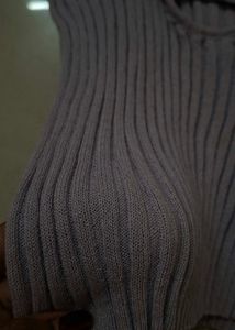 Cutout Ribbed Knit Long Sleeve Top