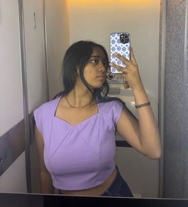Lilac Cap Sleeve Sweetheart Neck Top